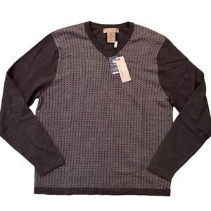 NWT Mario Gilberti V-Neck Extra Fine Merino Wool Sweater Italian Zegna Baruffa
